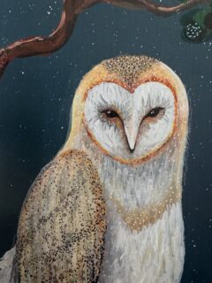 🦉 Happy Owl Awareness Day!

Life has thrown us all kinds of challenges this year. A while ago, I asked for a sign that things would work out. I asked for barn owls.

Since then, owls seem to keep appearing, and I’ve now been lucky enough to see two in real life. The most recent was early one morning, not far from home. I was driving slowly along an access road when a barn owl appeared beside me, flying at exactly the same speed as my car, level with the driver’s window.

As I looked across, it turned its head and looked straight into my eyes.

I stopped the car, and it glided silently over my windscreen before disappearing back the way it had come.

Just… wow.

A good friend later reminded me that owls can see in the dark. What a powerful thought. Perhaps that’s what we sometimes have to learn to do too, not to wait until everything is clear and brightly lit, but to trust ourselves to navigate the darkness with patience and intuition.

Here is a painting a made of a barn owl some years ago.
.
.
.
.
.
#flotsam_fables #flotsam_fables_art #barnowlmagic